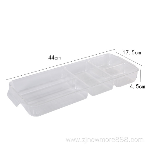 Transparent 5 Compartment Refrigerator Drawer Tray